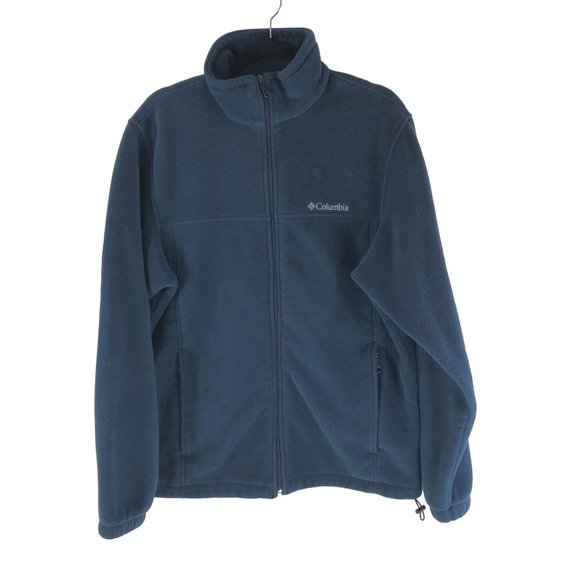 Columbia Mens Fleece Jacket Full Zip Pockets Cinch Waist Navy Blue L - Picture 1 of 5